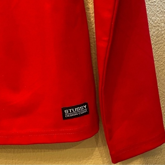 NWT~STUSSY Women Red Britton Solid Interlock Ls Tee Size XS-Rare - Picture 4 of 9